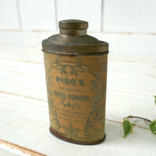 PISO'S Antiseptic Tooth Powder 歯磨き粉 アールヌーヴォー アンティーク パウダー缶 ティン缶 USA