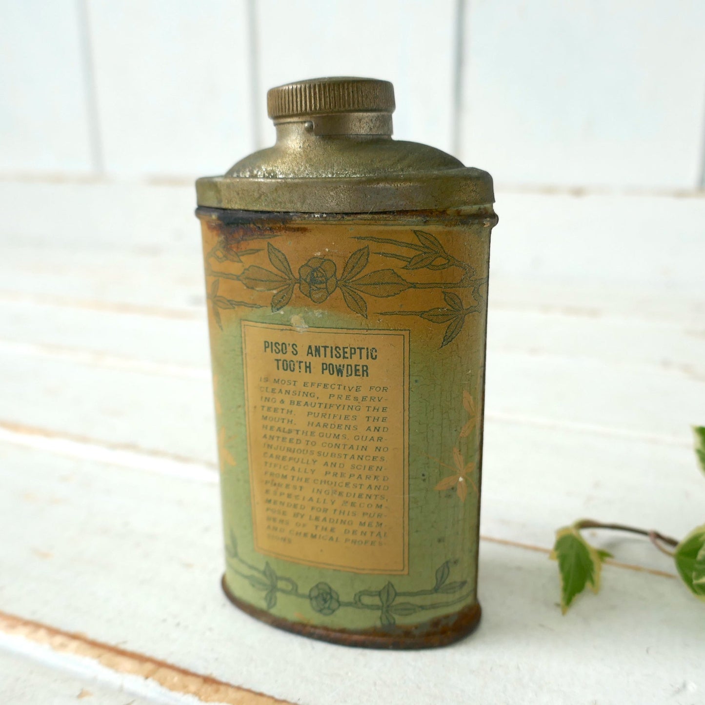 PISO'S Antiseptic Tooth Powder 歯磨き粉 アールヌーヴォー アンティーク パウダー缶 ティン缶 USA