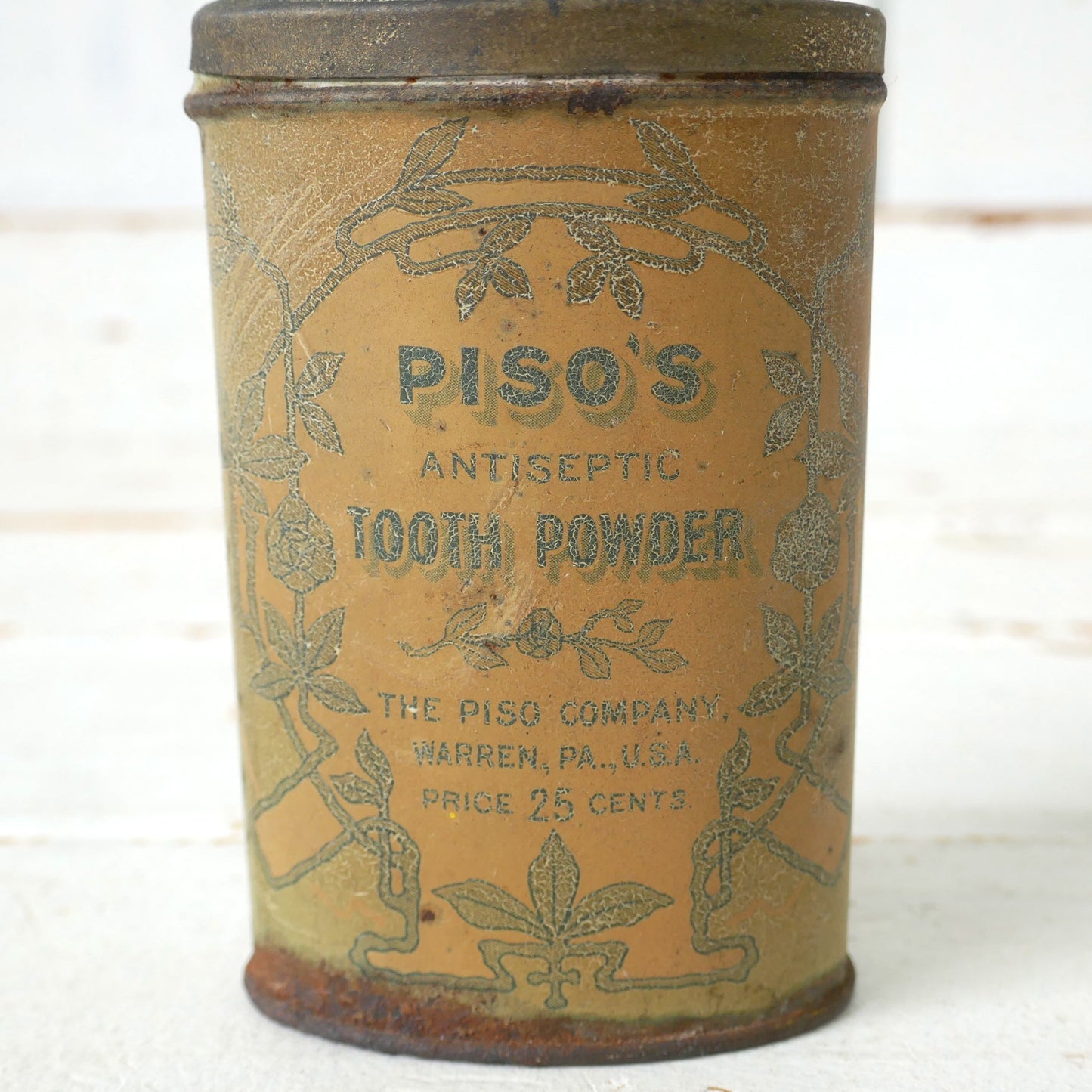 PISO'S Antiseptic Tooth Powder 歯磨き粉 アールヌーヴォー アンティーク パウダー缶 ティン缶 USA
