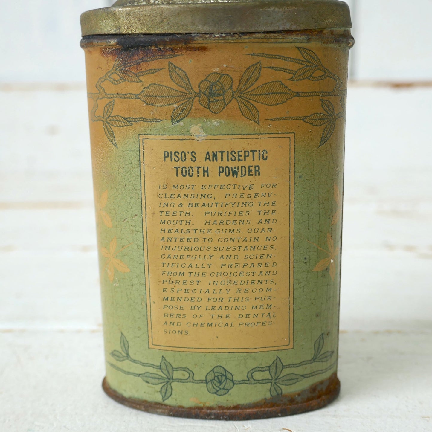 PISO'S Antiseptic Tooth Powder 歯磨き粉 アールヌーヴォー アンティーク パウダー缶 ティン缶 USA