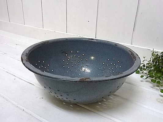 ホーロー製　アンティーク・コランダー/水切りボウル