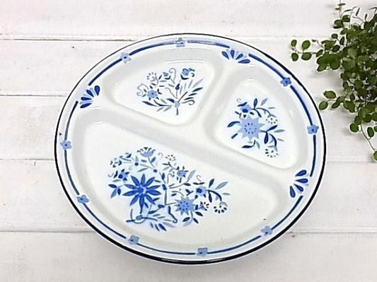 ホーロー製　花柄アンティーク・コンパートメントプレート/仕切プレート USA