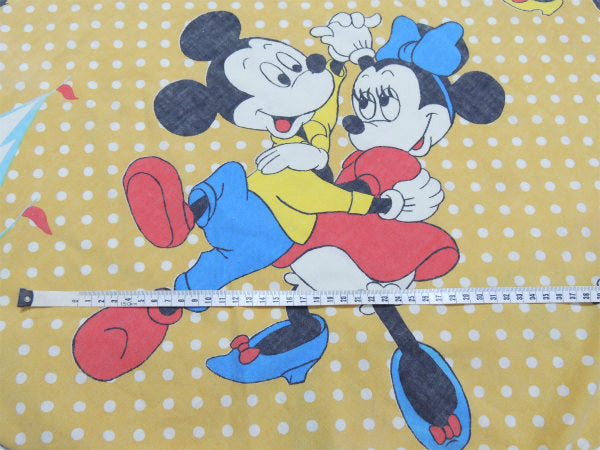 【ミッキー&フレンズ】水玉×ディズニーワールド柄・ヴィンテージ・ユーズドシーツ(ボックスタイプ)