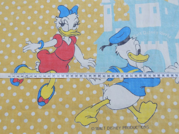 【ミッキー&フレンズ】水玉×ディズニーワールド柄・ヴィンテージ・ユーズドシーツ(ボックスタイプ)