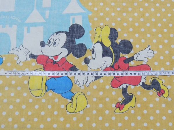 【ミッキー&フレンズ】水玉×ディズニーワールド柄・ヴィンテージ・ユーズドシーツ(ボックスタイプ)