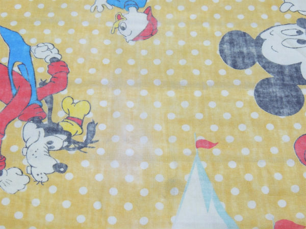 【ミッキー&フレンズ】水玉×ディズニーワールド柄・ヴィンテージ・ユーズドシーツ(ボックスタイプ)