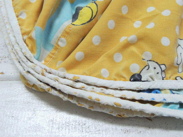 【ミッキー&フレンズ】水玉×ディズニーワールド柄・ヴィンテージ・ユーズドシーツ(ボックスタイプ)