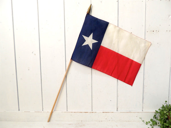 1★・テキサス・州旗 1836〜1845年・ヴィンテージ・星条旗・フラッグ・旗・木製ポール