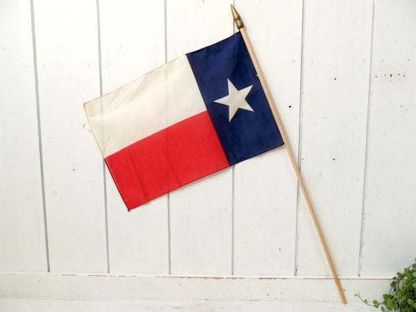 1★・テキサス・州旗 1836〜1845年・ヴィンテージ・星条旗・フラッグ・旗・木製ポール