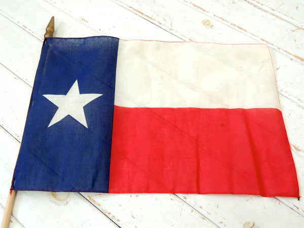 1★・テキサス・州旗 1836〜1845年・ヴィンテージ・星条旗・フラッグ・旗・木製ポール