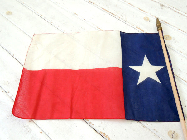 1★・テキサス・州旗 1836〜1845年・ヴィンテージ・星条旗・フラッグ・旗・木製ポール