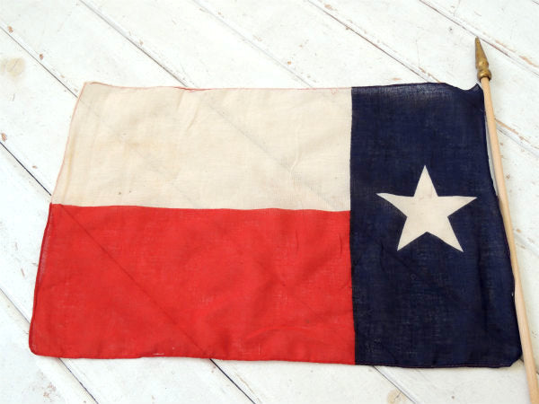 【1星・テキサス・州旗】1836〜1845年・ヴィンテージ・星条旗・フラッグ・旗・木製ポール