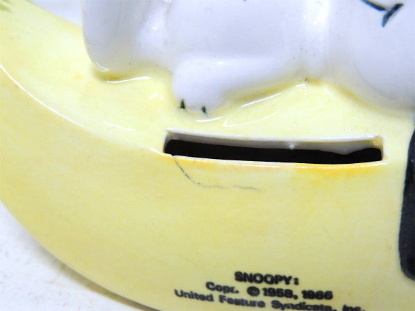 【1960y・スヌーピー・バナナ】陶器製・ヴィンテージ・貯金箱・セラミック・コインバンク