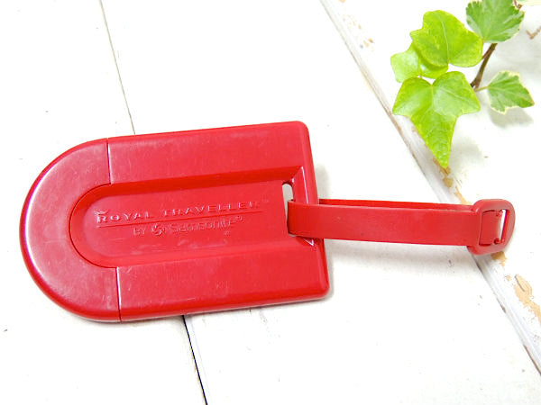 【ROYAL TRAVELLER・サムソナイト】ヴィンテージ・レッドカラー・ネームタグ