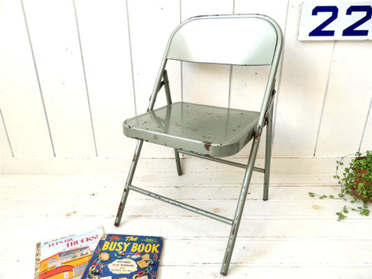 【KRUEGER】USA!メタル製・ヴィンテージ・子供イス/フォールディングチェア/折り畳みイス