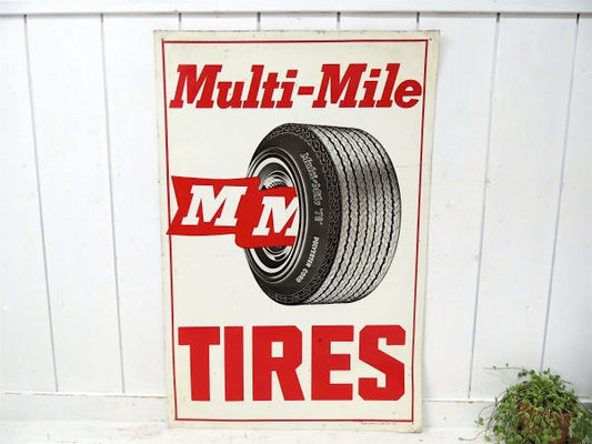 Multi Mile Tires 1978s マルチマイル タイヤ USA アドバタイジング ヴィンテージ サイン 看板  ガレージ