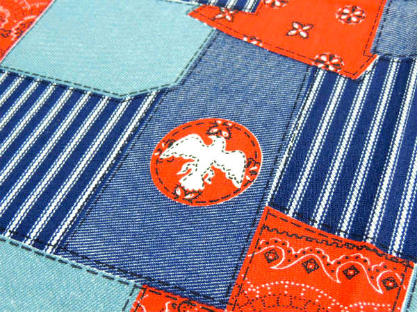 デニム×バンダナ・パッチワーク柄・デッドストック・ヴィンテージ・ファブリック・生地・テキスタイル