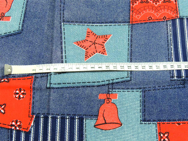 デニム×バンダナ・パッチワーク柄・デッドストック・ヴィンテージ・ファブリック・生地・テキスタイル