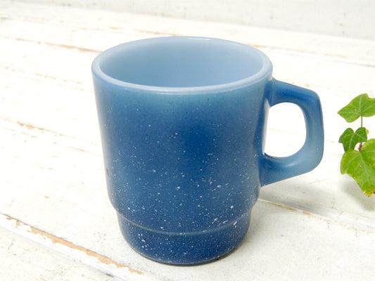 【Fire King】ファイヤーキング・ブルー・グラニット・マグカップ/スタッキングマグ/食器