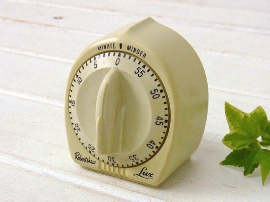 【LUX】アイボリー色・プラスティック製・ヴィンテージ・キッチンタイマー/タイマー USA