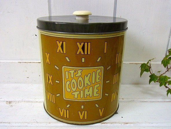 【J.L.CLARK】時計柄・ティン製・ヴィンテージ・キャニスター/クッキー缶　USA