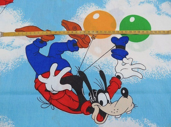 【ミッキー&フレンズ】飛行船柄・ヴィンテージ・ユーズドシーツ(フラットタイプ) USA