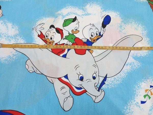【ミッキー&フレンズ】飛行船柄・ヴィンテージ・ユーズドシーツ(フラットタイプ) USA