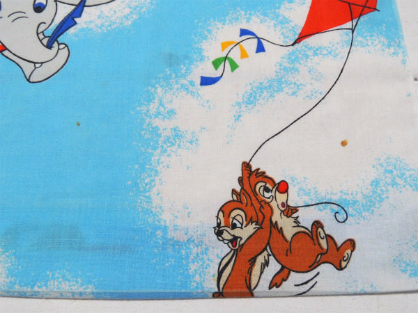 【ミッキー&フレンズ】飛行船柄・ヴィンテージ・ユーズドシーツ(フラットタイプ) USA