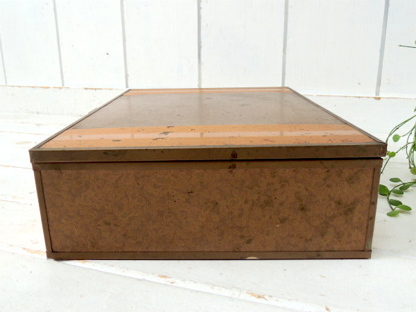 ノスタルジック・ハンマードフィニッシュ・銅板製・アンティーク・ウッドボックス・収納ケース・木箱