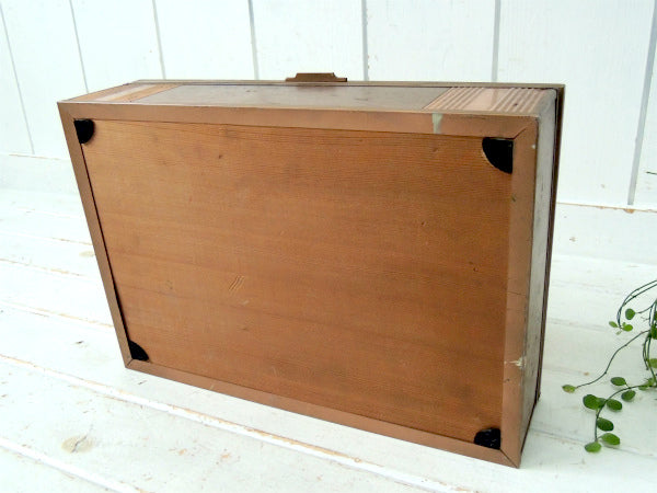 ノスタルジック・ハンマードフィニッシュ・銅板製・アンティーク・ウッドボックス・収納ケース・木箱