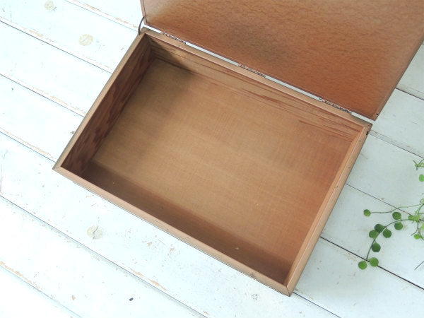 ノスタルジック・ハンマードフィニッシュ・銅板製・アンティーク・ウッドボックス・収納ケース・木箱