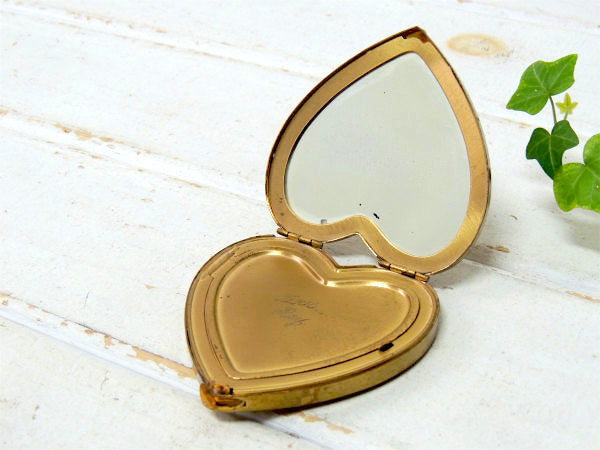 US NAVY アメリカ海軍・真鍮製・ハート型・アンティーク・ミリタリー・コンパクトミラー 鏡