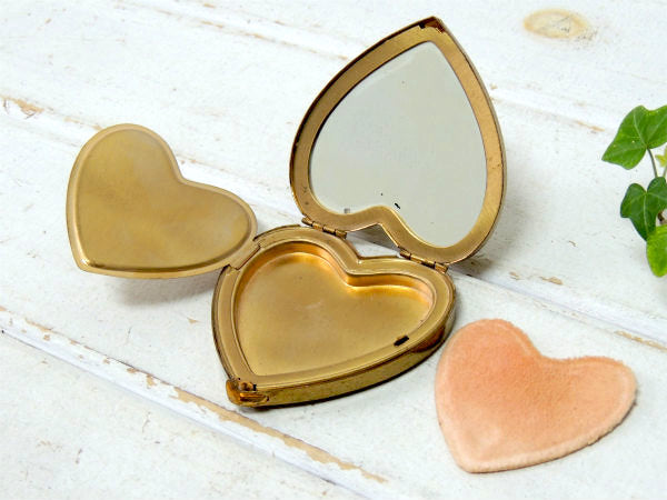 US NAVY アメリカ海軍・真鍮製・ハート型・アンティーク・ミリタリー・コンパクトミラー 鏡