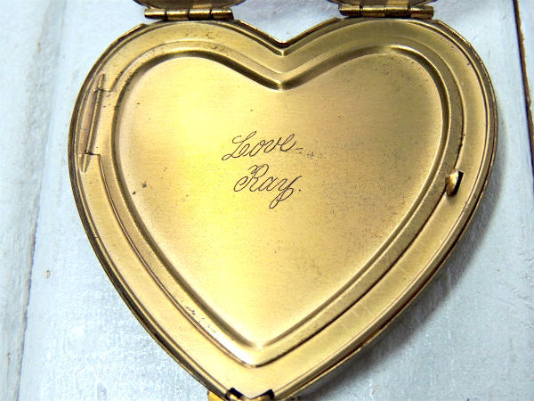 US NAVY アメリカ海軍・真鍮製・ハート型・アンティーク・ミリタリー・コンパクトミラー 鏡