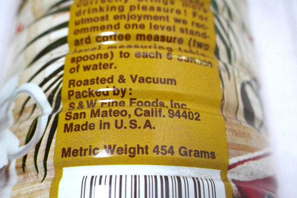 S&W COFFEE・デカフェ コロンビア ドリップコーヒー USA ヴィンテージ・コーヒー缶