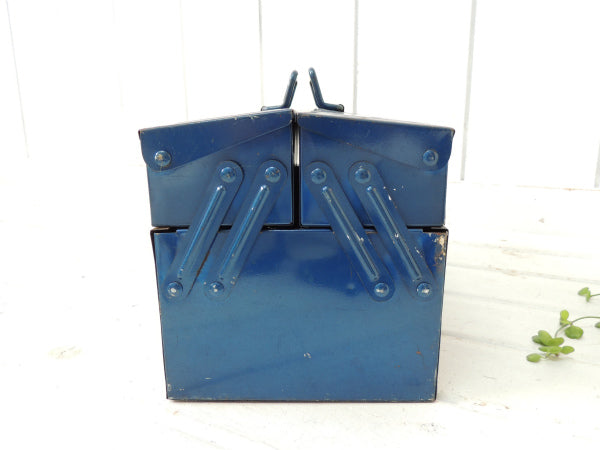 【ブルーメタリック】2段式・工業系・両開きタイプ・ヴィンテージ・ツールボックス/工具箱/USA