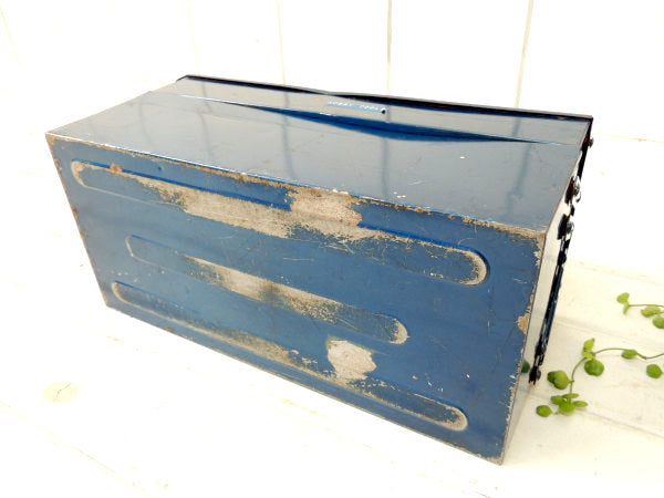 【ブルーメタリック】2段式・工業系・両開きタイプ・ヴィンテージ・ツールボックス/工具箱/USA