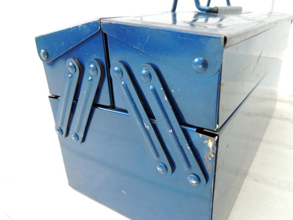 【ブルーメタリック】2段式・工業系・両開きタイプ・ヴィンテージ・ツールボックス/工具箱/USA