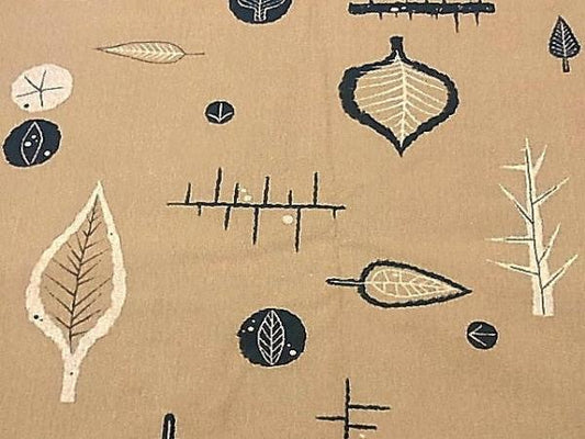 リーフ&枯れ木・テキスタイル・デッドストック・ヴィンテージ・ファブリック/生地　USA