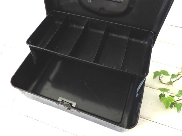 【UNION】黒色・2段式・ヴィンテージ・ツールボックス/工具箱/キャッシュボックス USA