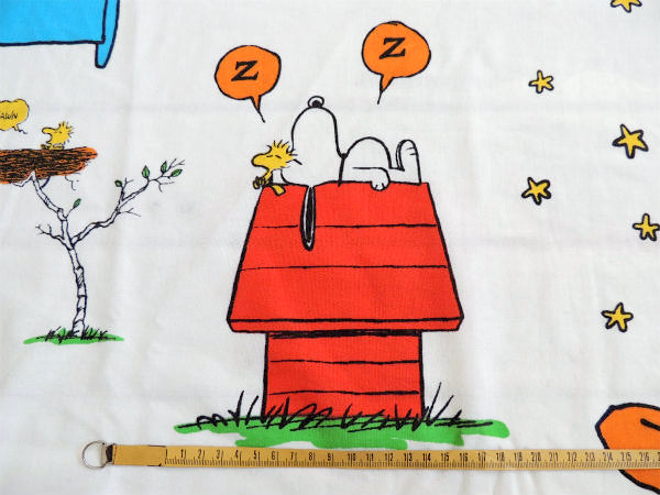 【スヌーピー】USA!ピーナッツの仲間・ベッドタイム柄・ヴィンテージ・ユーズドシーツ(1/2)