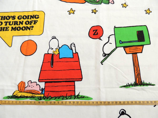 【スヌーピー】USA!ピーナッツの仲間・ベッドタイム柄・ヴィンテージ・ユーズドシーツ(1/2)