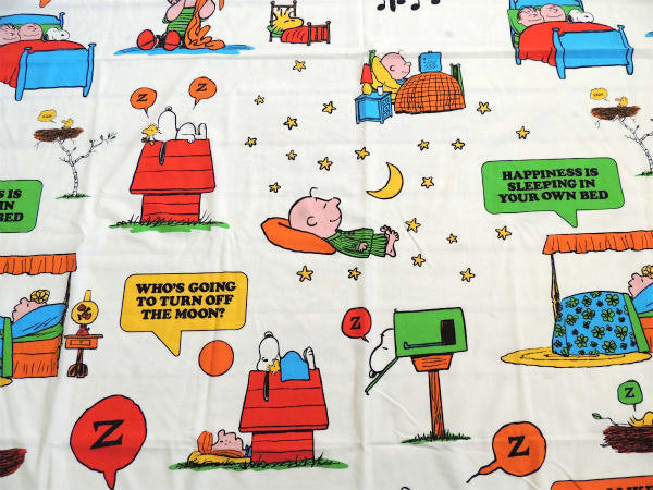 【スヌーピー】USA!ピーナッツの仲間・ベッドタイム柄・ヴィンテージ・ユーズドシーツ(1/2)