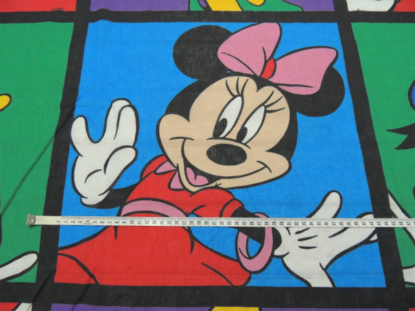 【ミッキー&フレンズ】ディズニー・パネル柄・ヴィンテージ・ユーズドシーツ(フラットタイプ) USA