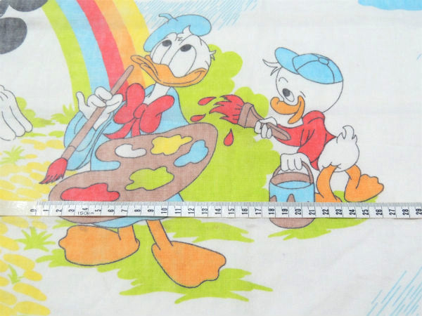 【ミッキー&フレンズ】虹・レインボー柄・ヴィンテージ・ユーズドシーツ(ボックスタイプ) USA