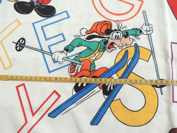 【ミッキー&フレンズ】アルファベット柄・ヴィンテージ・フラットシーツ(1/2) USA