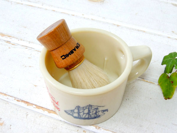 【オールドスパイス】BARBER・ヴィンテージ・シェービングカップ&ブラシ・髭剃り USA 床屋