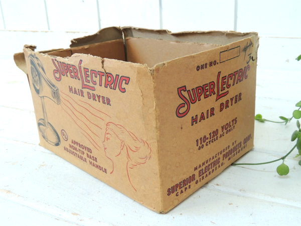 【SUPER ELECTRIC】折り畳み木製ハンドル・スタンド&箱付き・ヴィンテージ・ヘアドライヤー