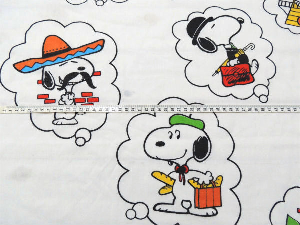 【スヌーピー】激レア!ドリーム柄・50'sヴィンテージ・USEDフラットシーツ(1/2)