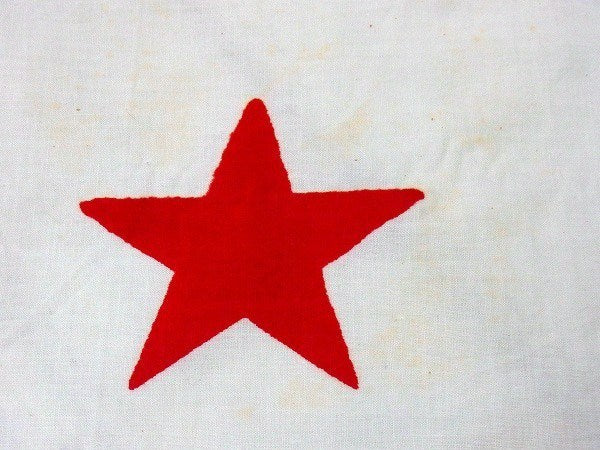 木製ポール付き・大きなヴィンテージ・カリフォルニア州旗/グリズリー/フラッグ USA